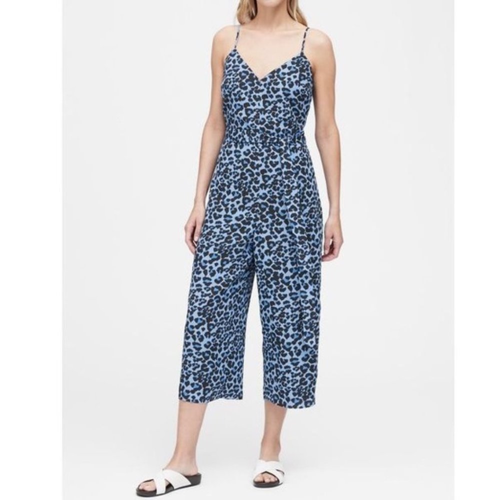 NWT BANANA REPUBLIC LEOPARD WIDE LEG CROPPED JUMPSUIT SIZE 4 - Picture 3 of 14